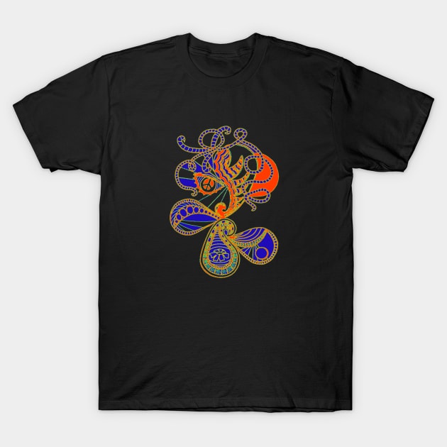 Abstract Peace Flower (Orange) T-Shirt by KadyMageInk